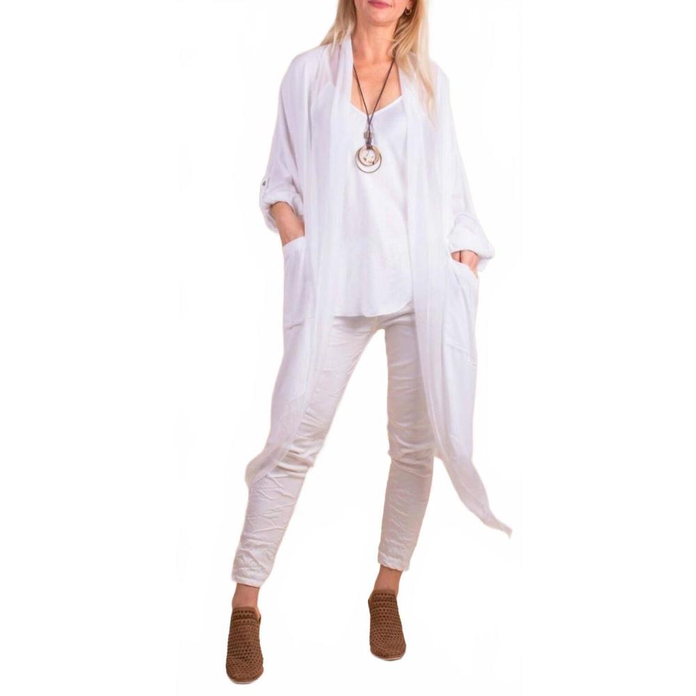 NEW GIGI MODA prato open front cardigan in white